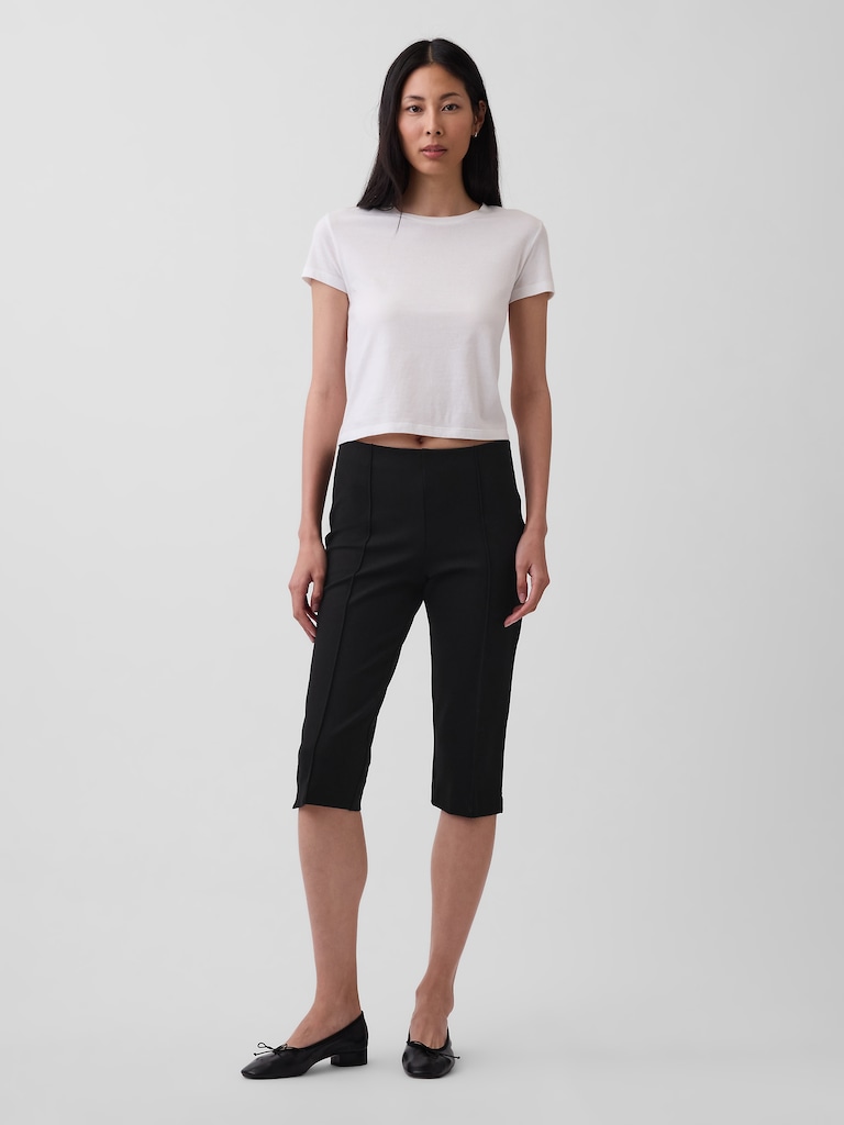 High Rise Double Knit Capris