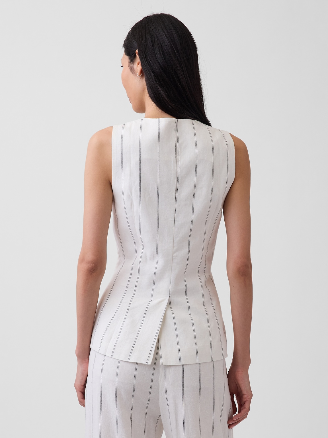 Linen-Blend Longline Vest