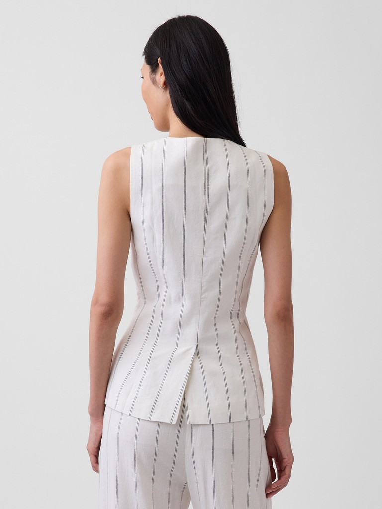 Linen-Blend Longline Vest