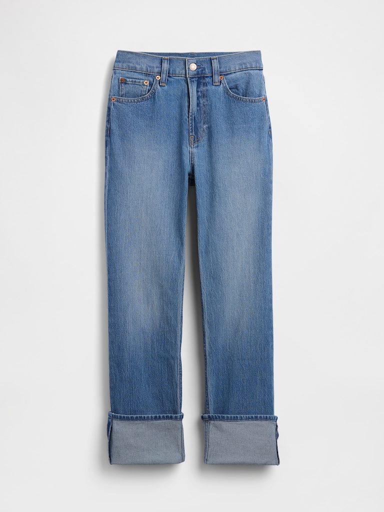 High Rise Cuffed '90s Slim Straight Jeans