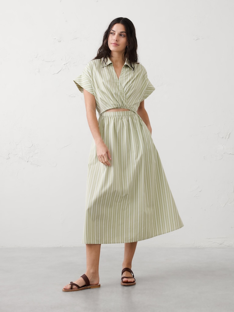 Cutout Poplin Maxi Dress