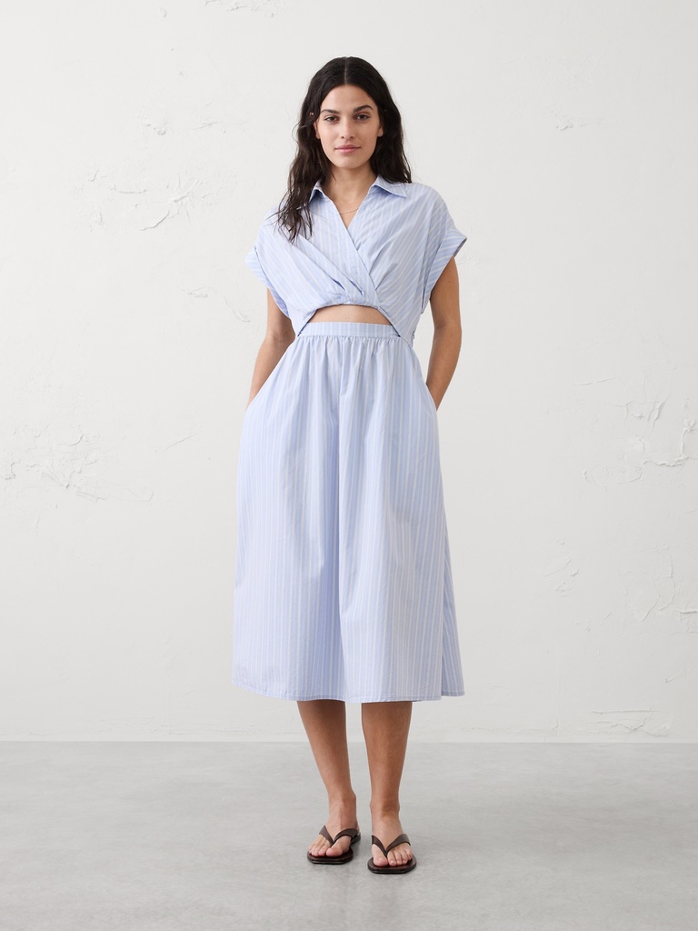 Cutout Poplin Maxi Dress