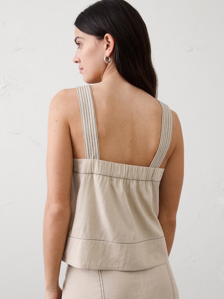 Linen-Blend Trapunto Tank