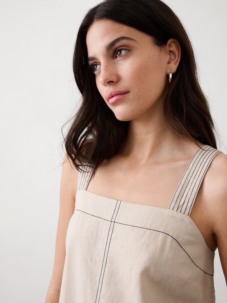Linen-Blend Trapunto Tank