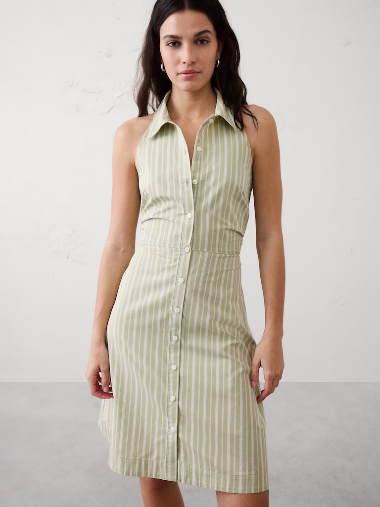 Shirred-Waist Above-Knee Dress