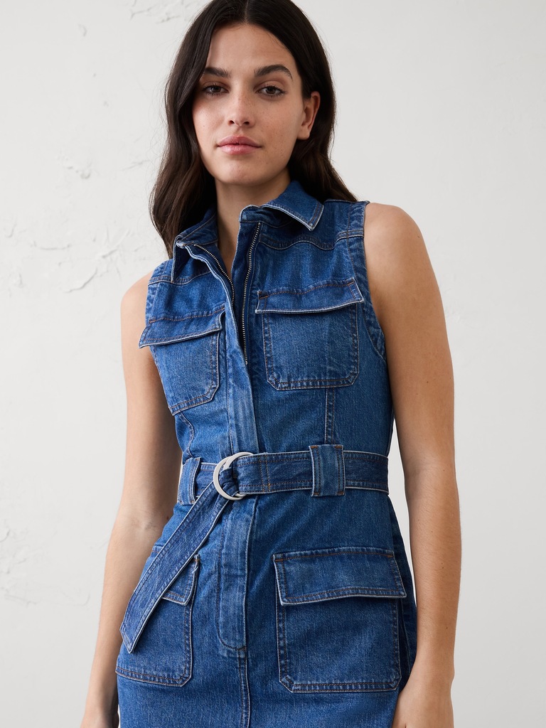 Patchwork Denim Utility Mini Dress