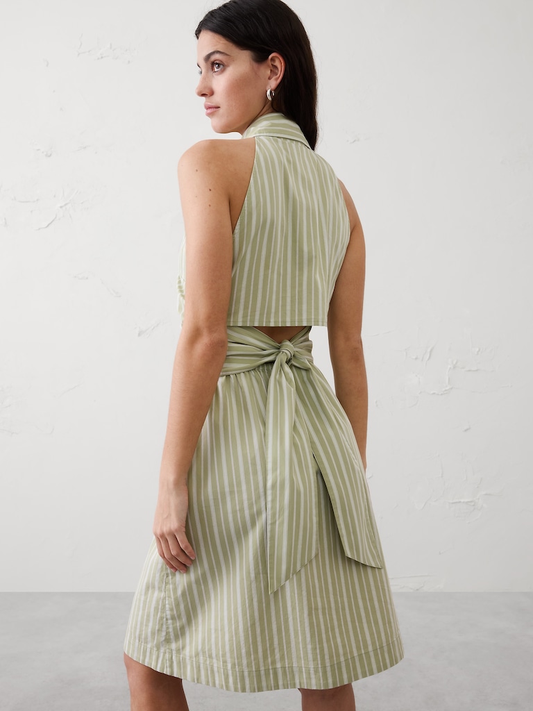 Shirred-Waist Above-Knee Dress