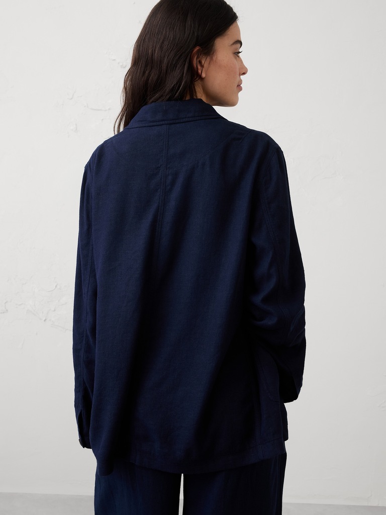 Linen-Blend Chore Jacket
