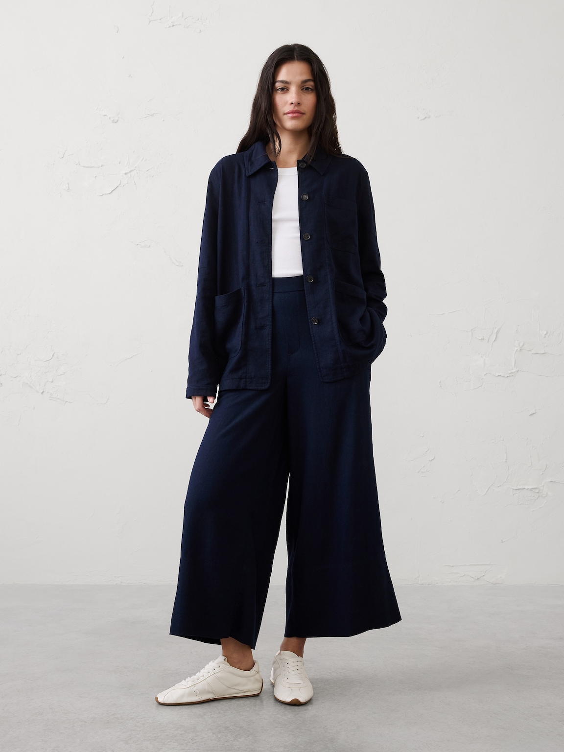 Linen-Blend Chore Jacket