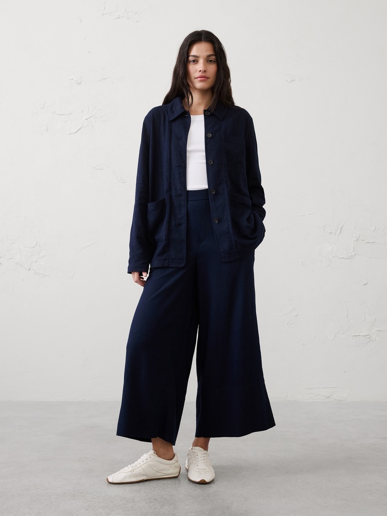 Linen-Blend Chore Jacket