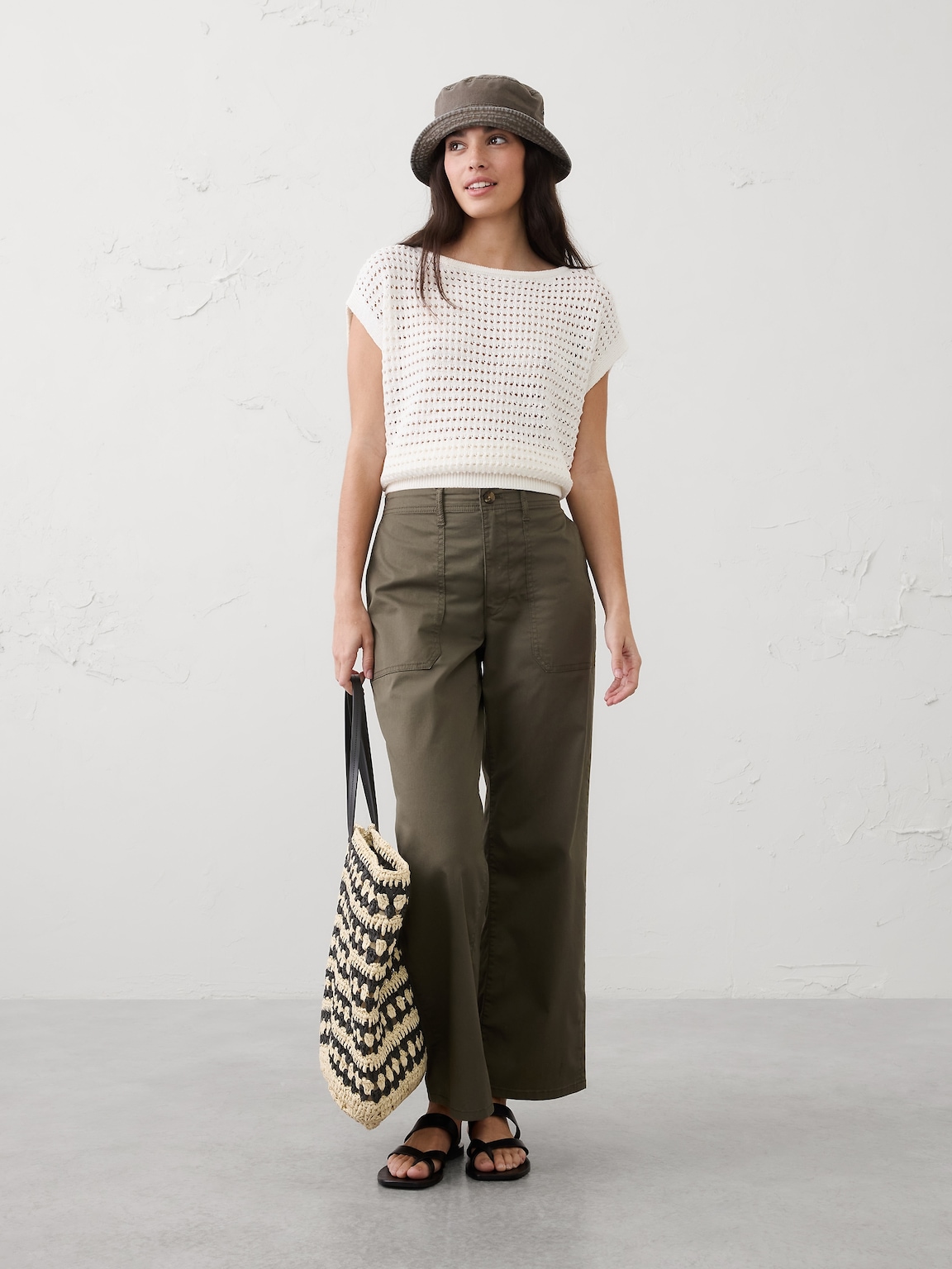 Straight High-Rise Twill Utility Pant