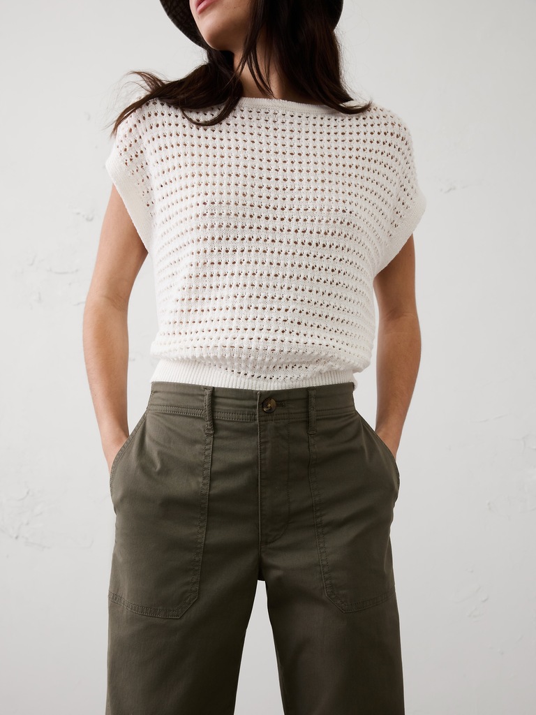 Straight High-Rise Twill Utility Pant