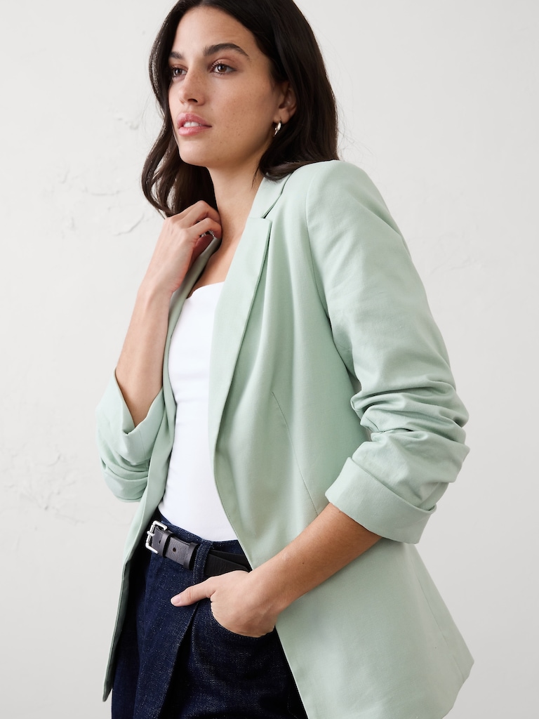 Linen-Blend Hayden Blazer