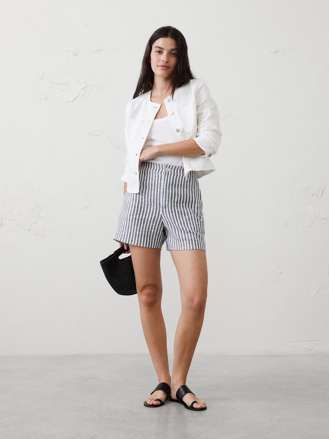 Linen-Blend High-Rise Short