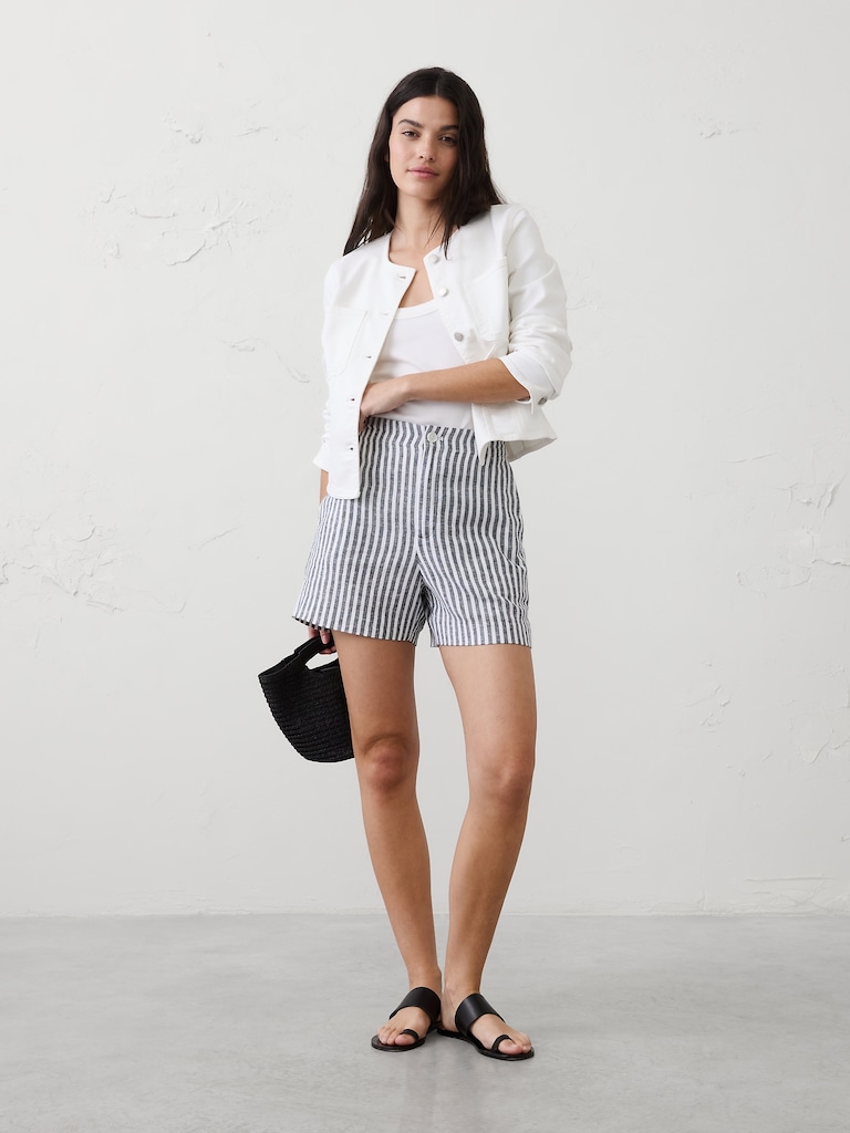 Linen-Blend High-Rise Short