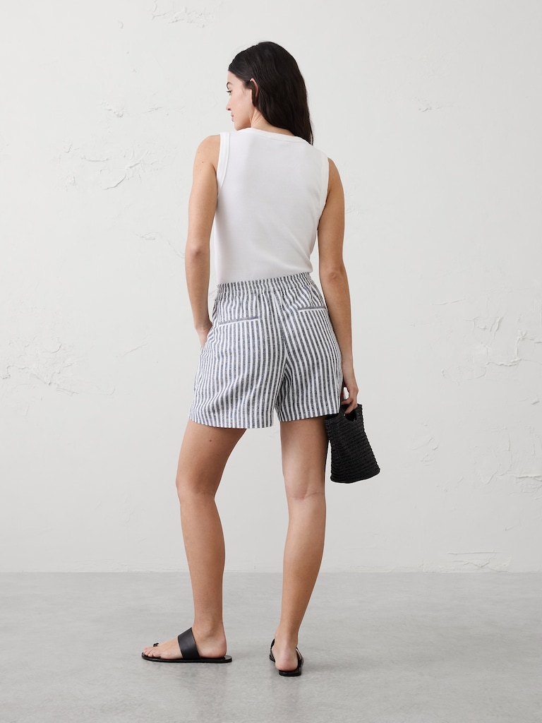 Linen-Blend High-Rise Short