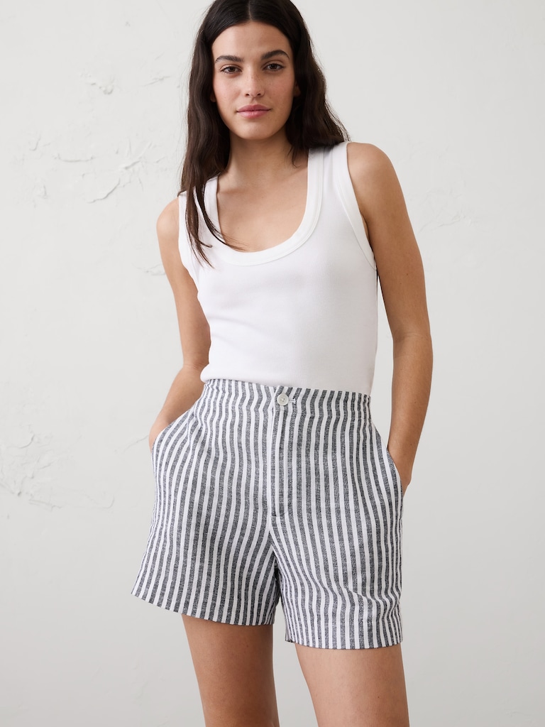Linen-Blend High-Rise Short