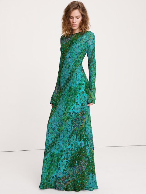 chinese dress ladies Odette Light Blue Long Sleeve Formal Maxi Dress - US 6