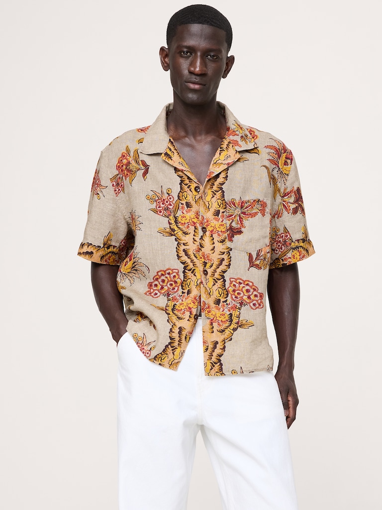 Chemise de vacances à coupe standard en lin