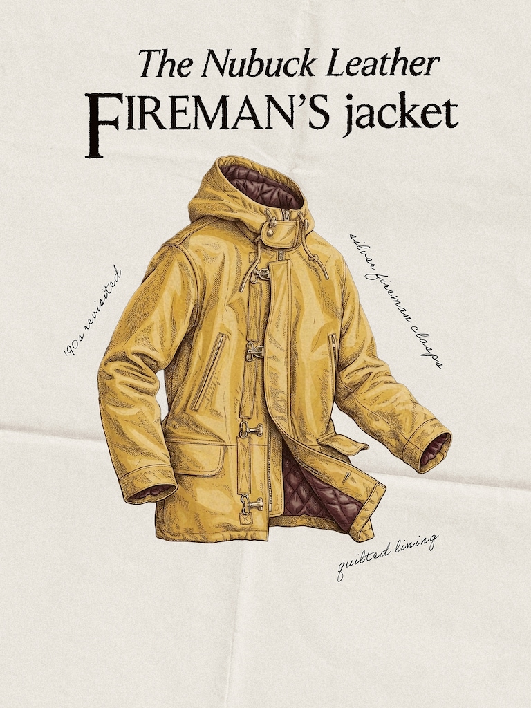 Archive Reissue Fireman's Jacket in Nubuck Leather