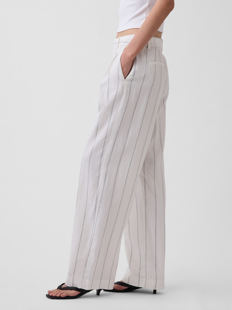365 High Rise Linen-Blend Trousers