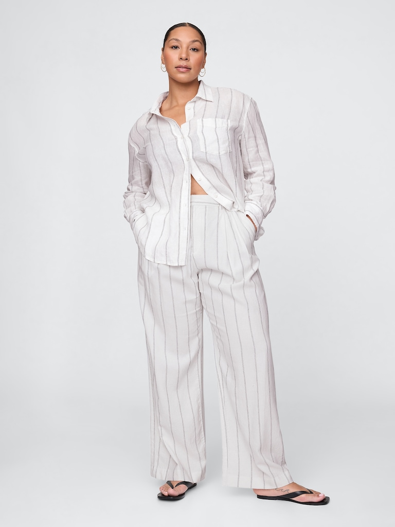 365 High Rise Linen-Blend Trousers