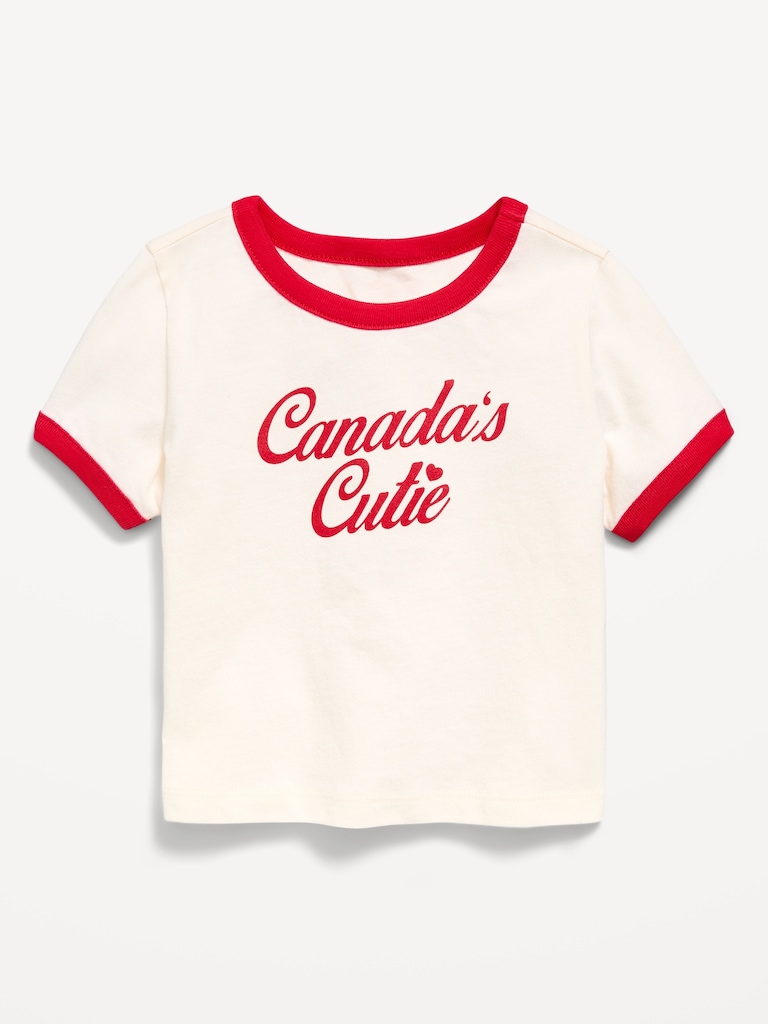 Short-Sleeve Ringer Graphic T-Shirt for Toddler Girls