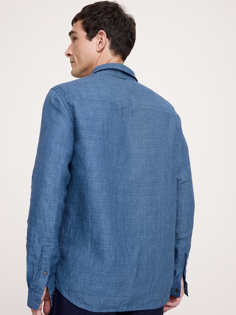 Standard-Fit Textured Linen-Cotton Shirt