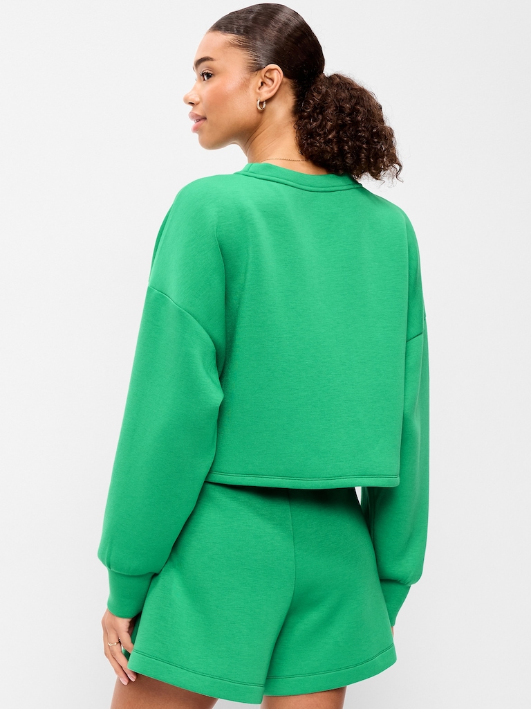 Bounce Fleece Crew-Neck Cropped Sweatshirt