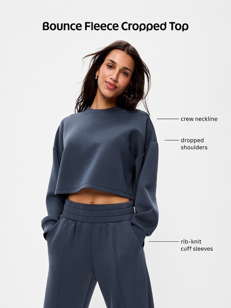 Bounce Fleece Crew-Neck Cropped Sweatshirt