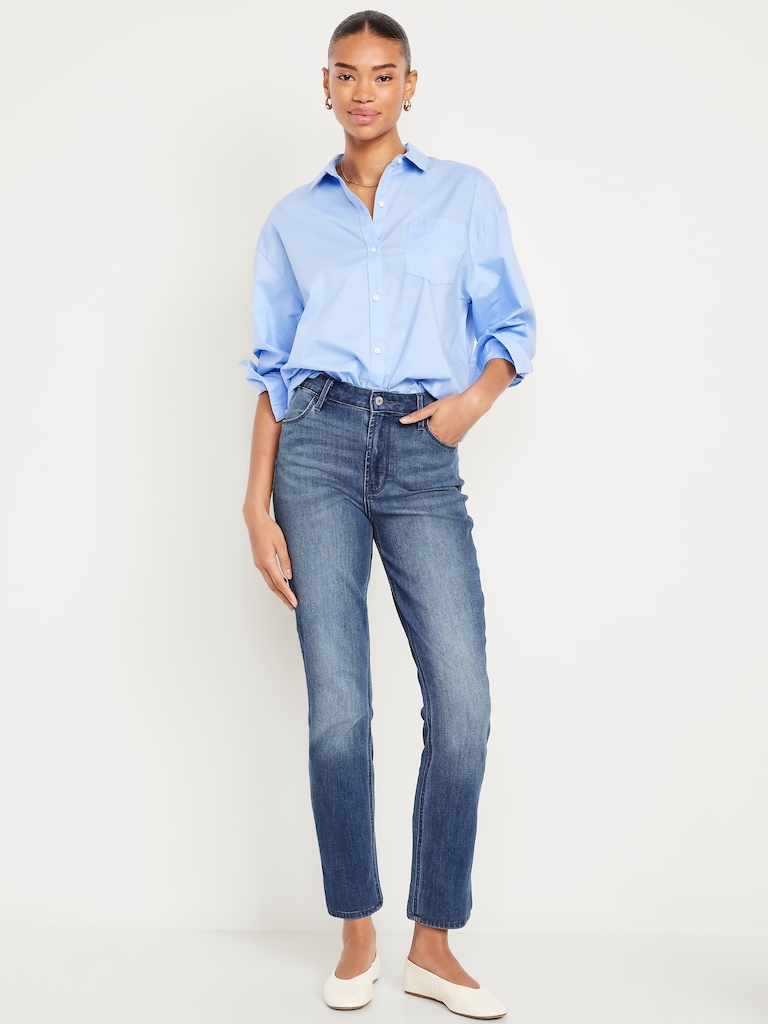 High-Waisted Wow Straight Ankle Jeans