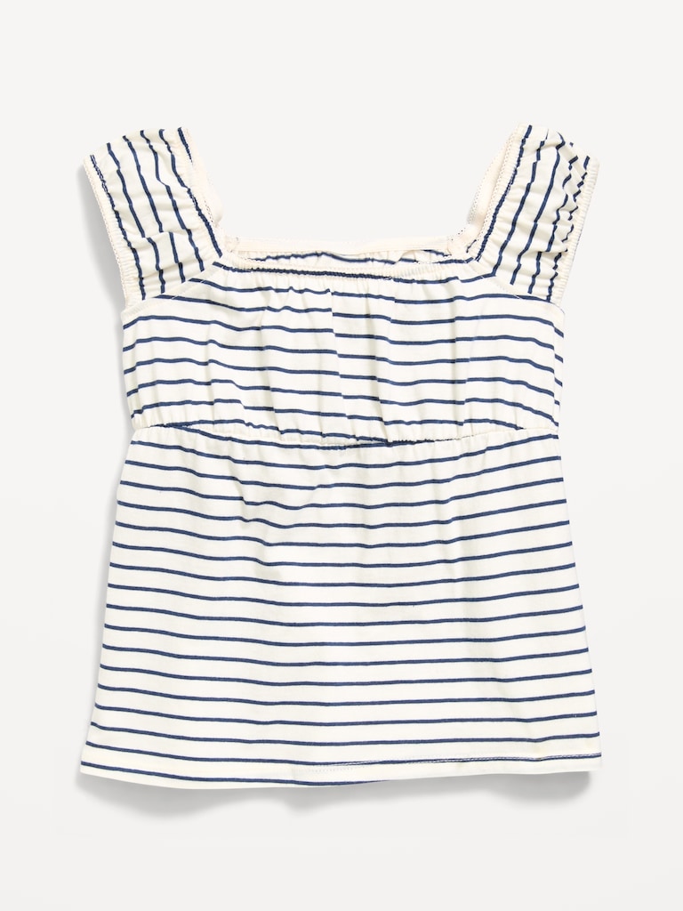 Printed Short-Sleeve Scallop-Trim Top for Girls