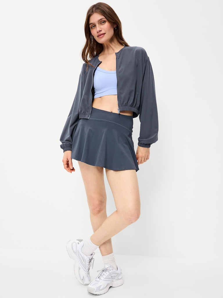 Zip-Front Cropped Tennis Jacket
