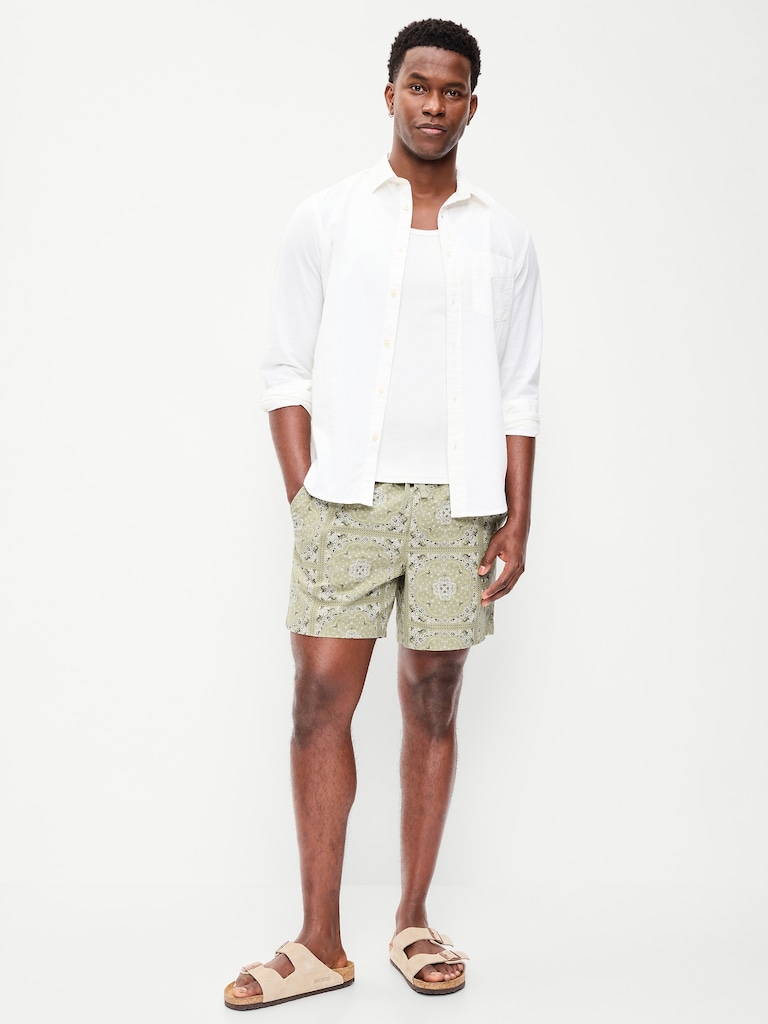 Linen-Blend Jogger Shorts -- 5-inch inseam