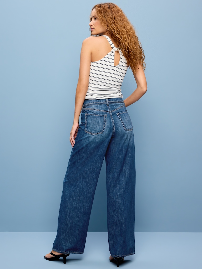 High-Waisted Baggy Wide-Leg Drawstring Jeans