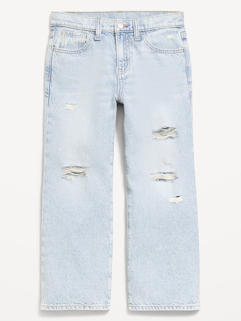 High-Waisted Ripped Baggy Wide-Leg Jeans for Girls