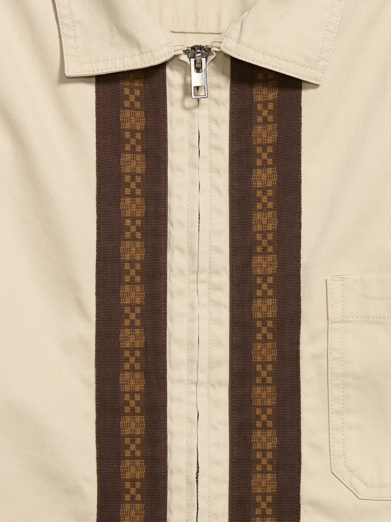 Loose Full-Zip Twill Workwear Shirt