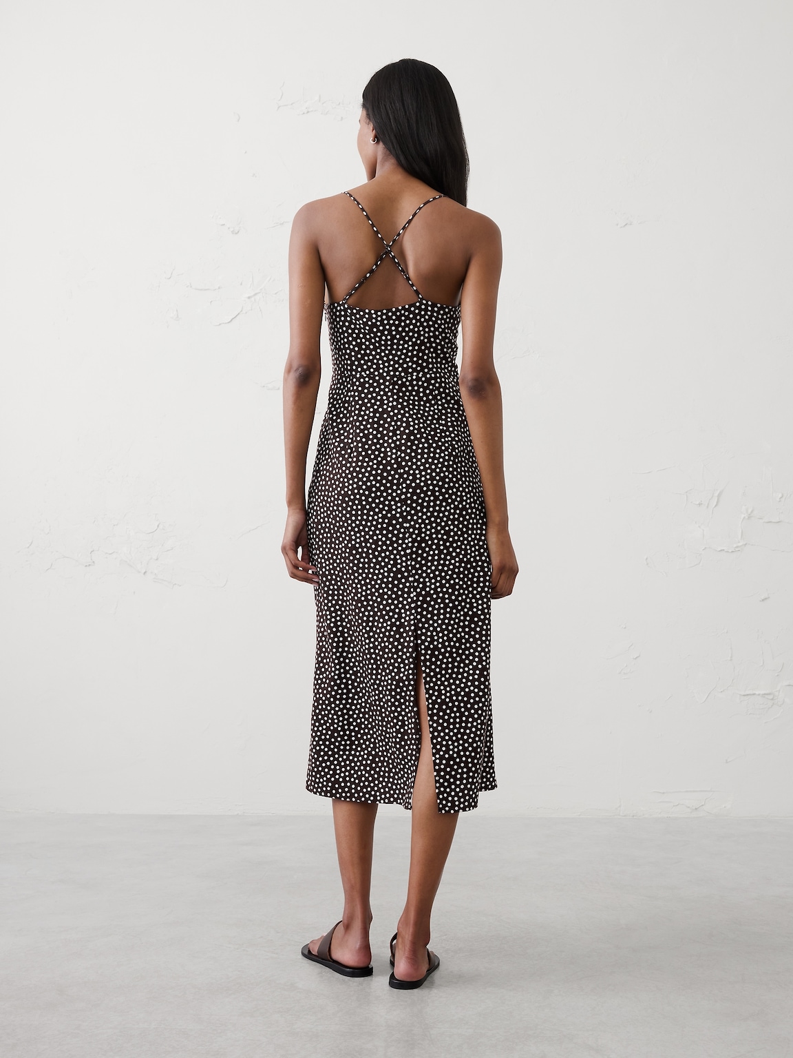 Linen-Blend Tie-Front Midi Dress