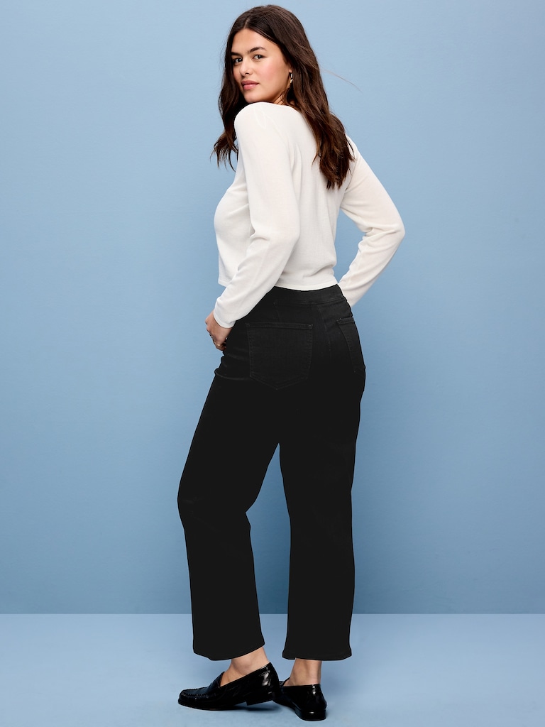 High-Waisted Weekender Pull-On Crop Wide-Leg Jeans