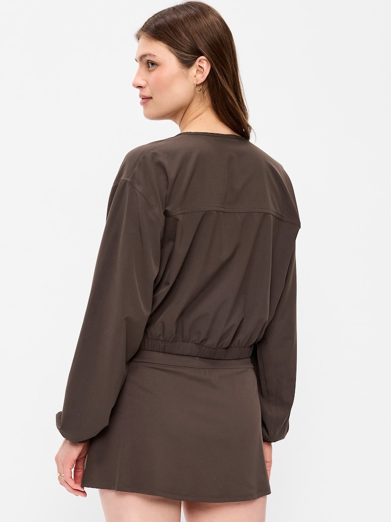 Zip-Front Cropped Tennis Jacket