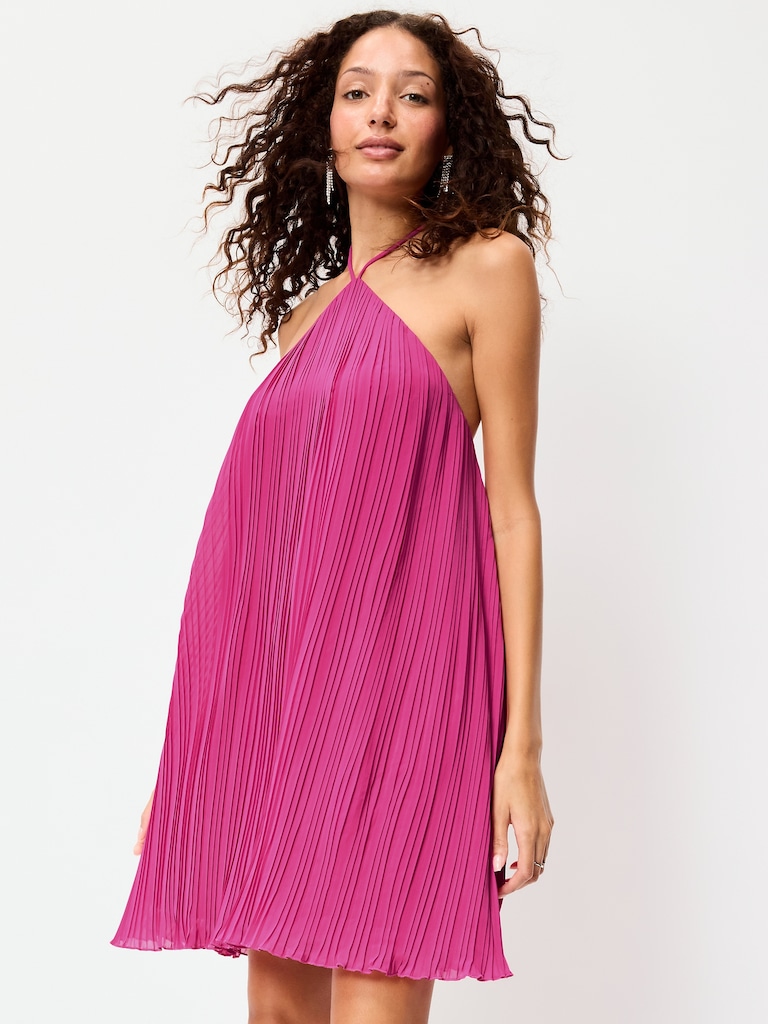 The Occasion by Old Navy Pleated Halter Swing Mini Dress