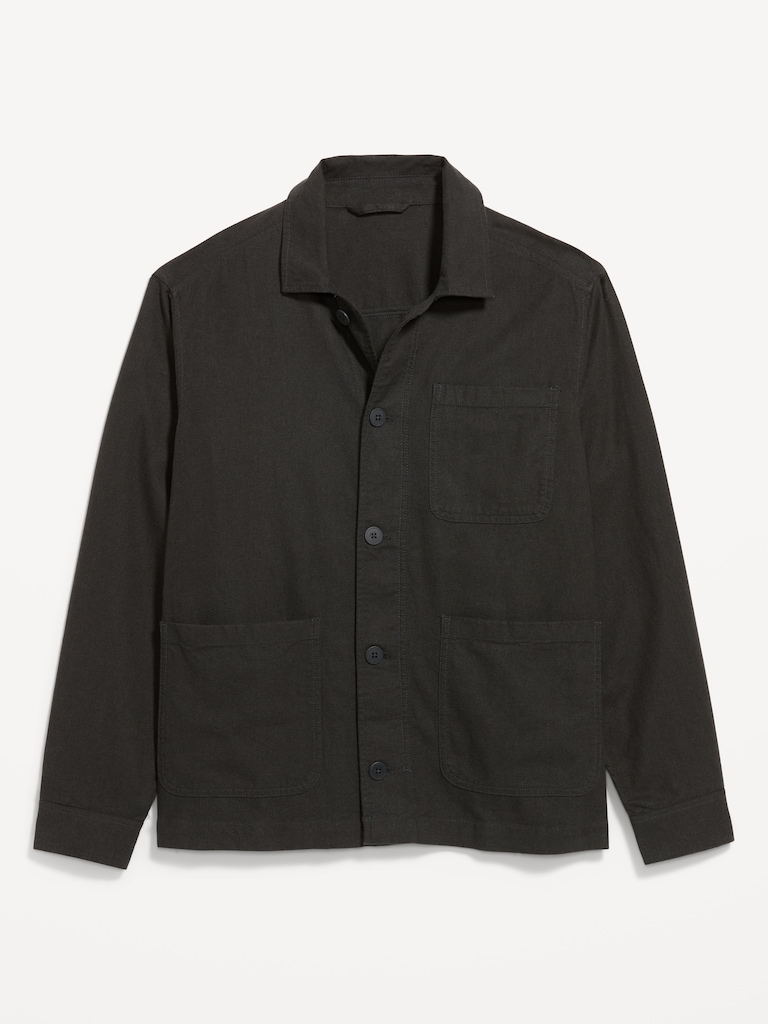 Linen-Blend Chore Jacket