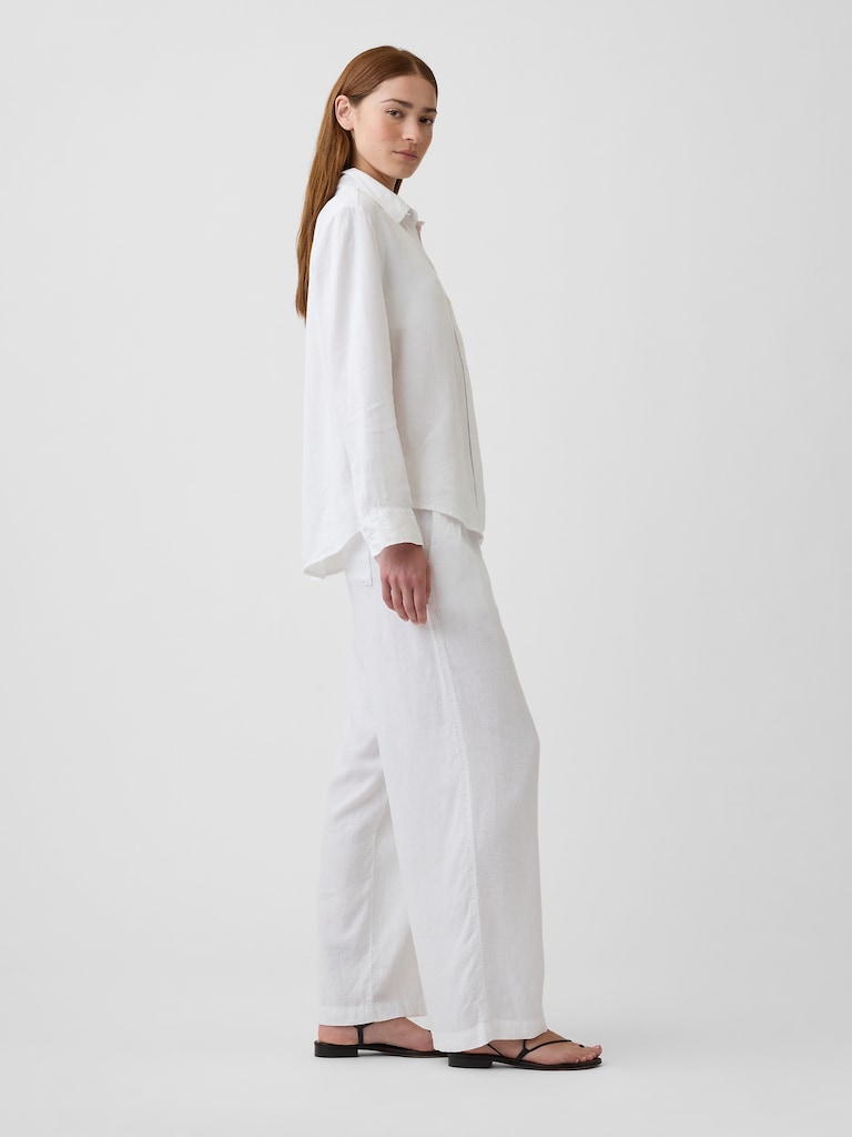 Relaxed Linen-Blend Wide-Leg Pants
