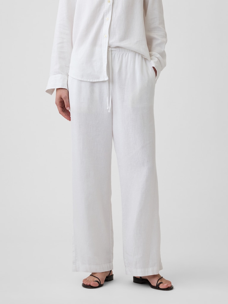 Relaxed Linen-Blend Wide-Leg Pants