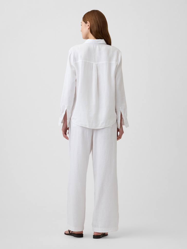 Relaxed Linen-Blend Wide-Leg Pants