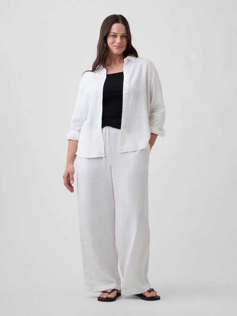 Relaxed Linen-Blend Wide-Leg Pants
