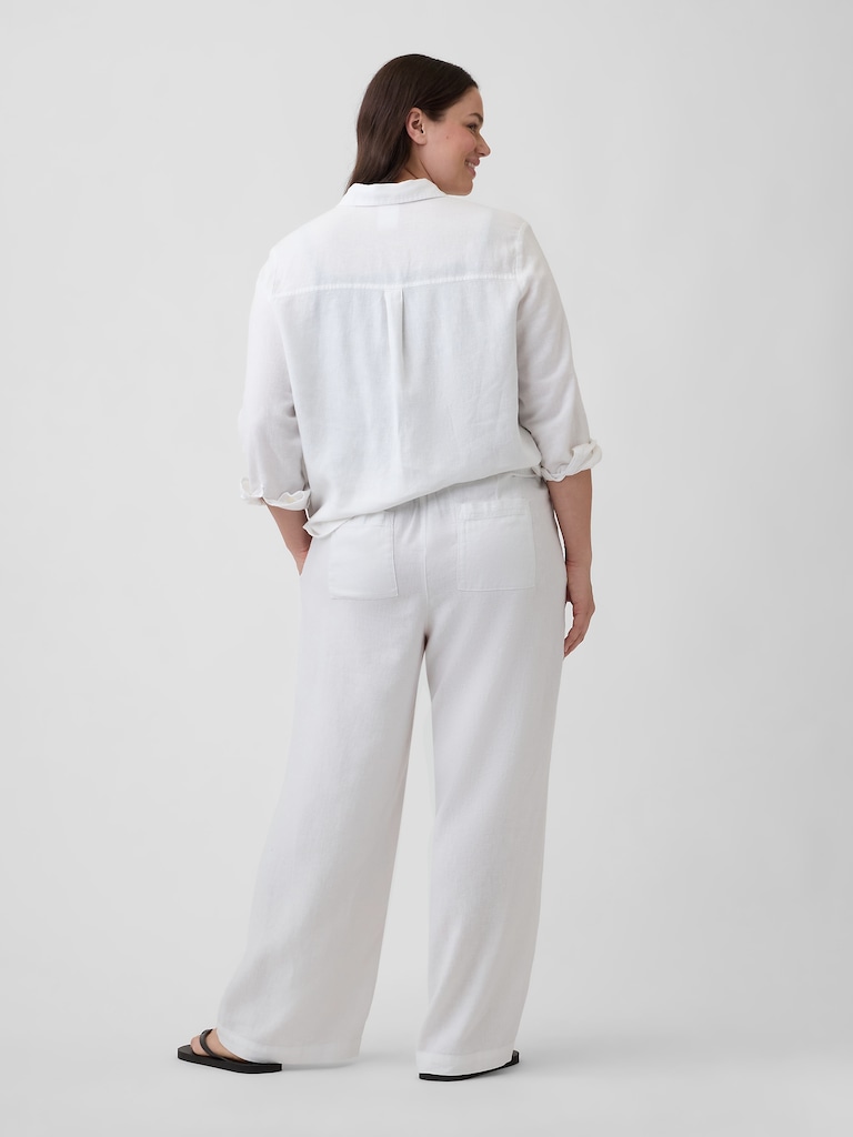 Relaxed Linen-Blend Wide-Leg Pants