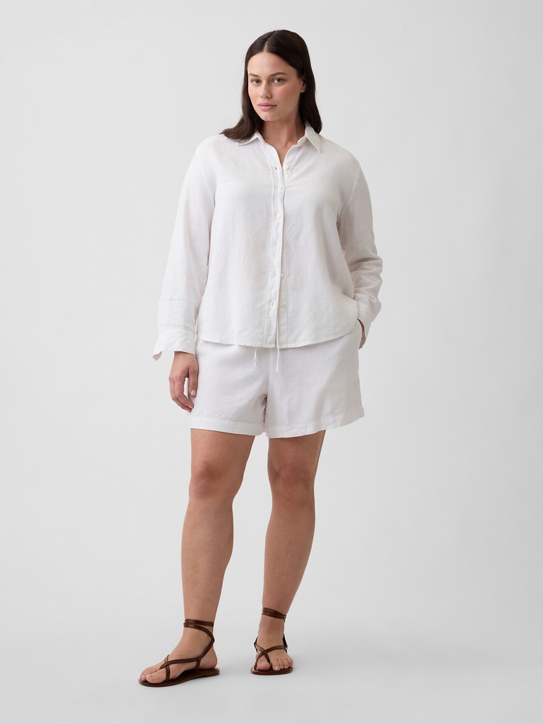 4" Pull-On Linen-Blend Shorts