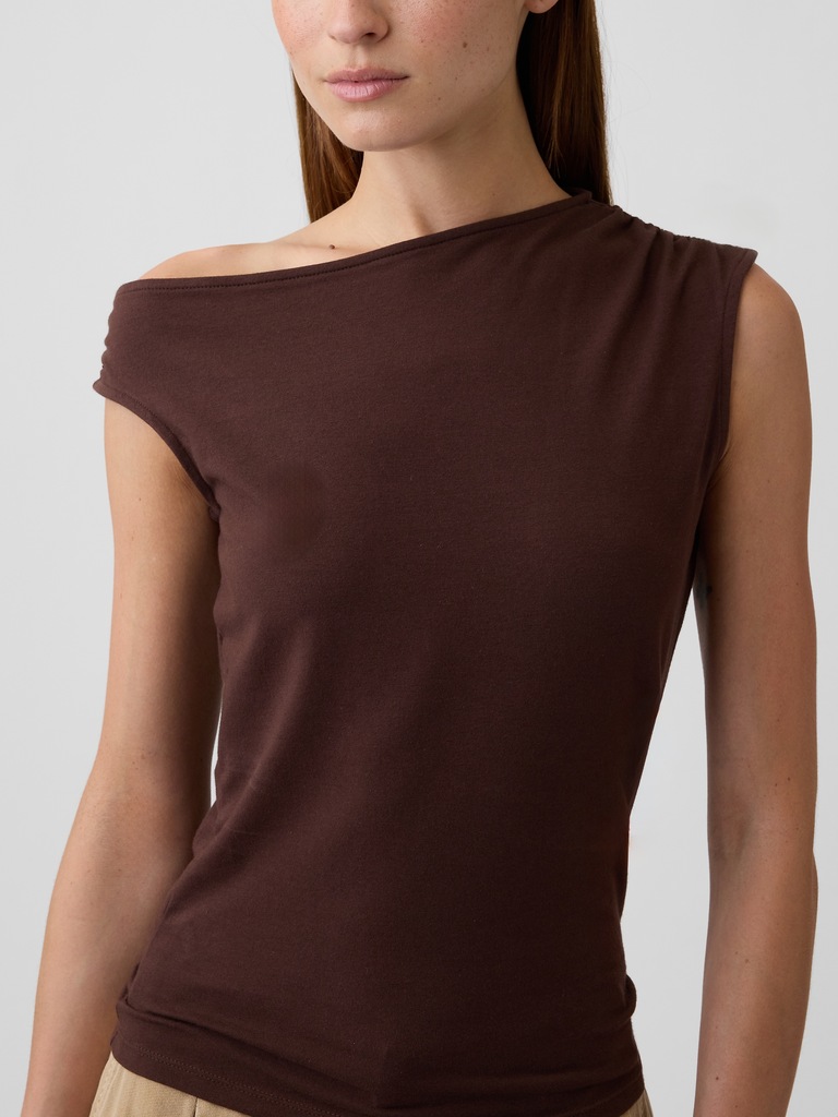 Stretch Jersey Off-Shoulder Top