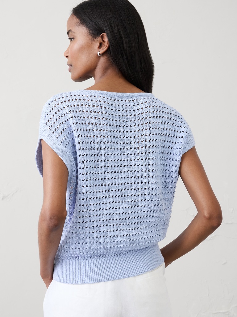 Open Stitch Dolman-Sleeve Sweater